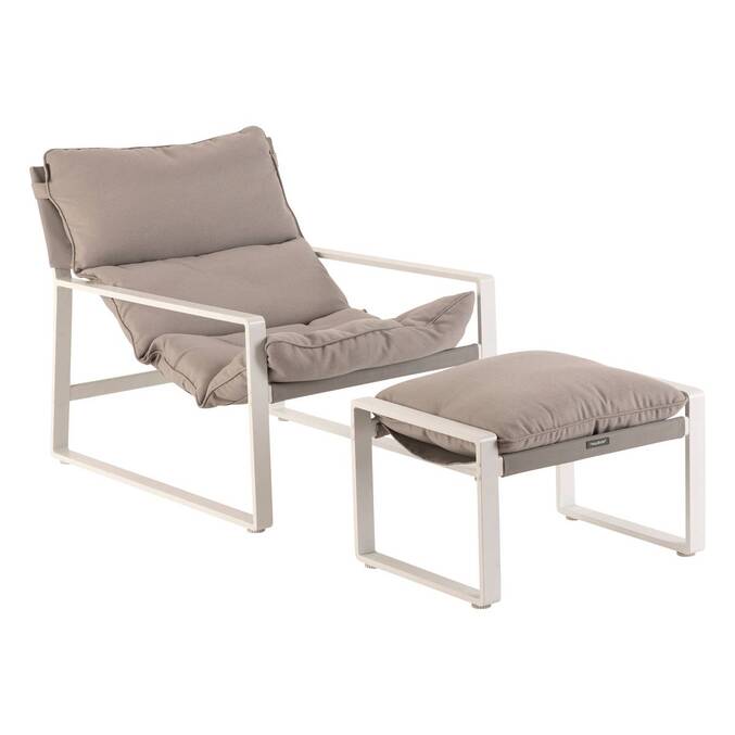 Fauteuil relax de jardin LAMBINIO Blanc & Gris clair