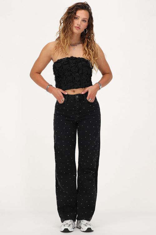 Zwarte corset top met rozen