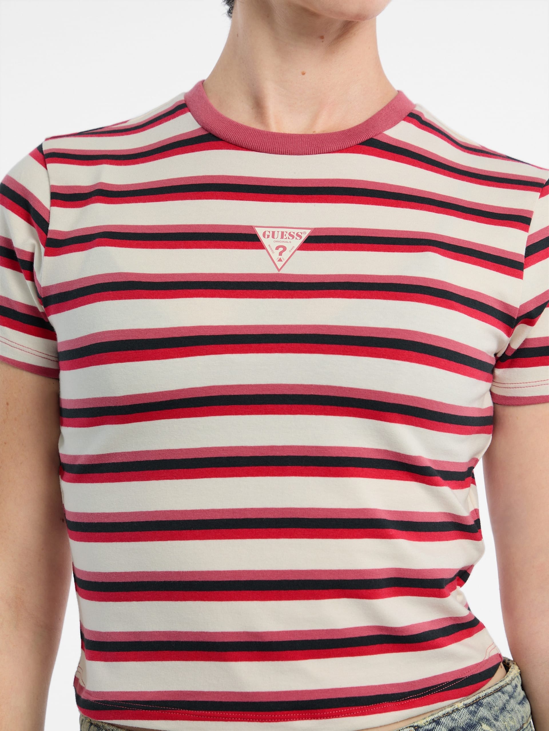 Camiseta infantil listrada Eco GUESS Originals Core