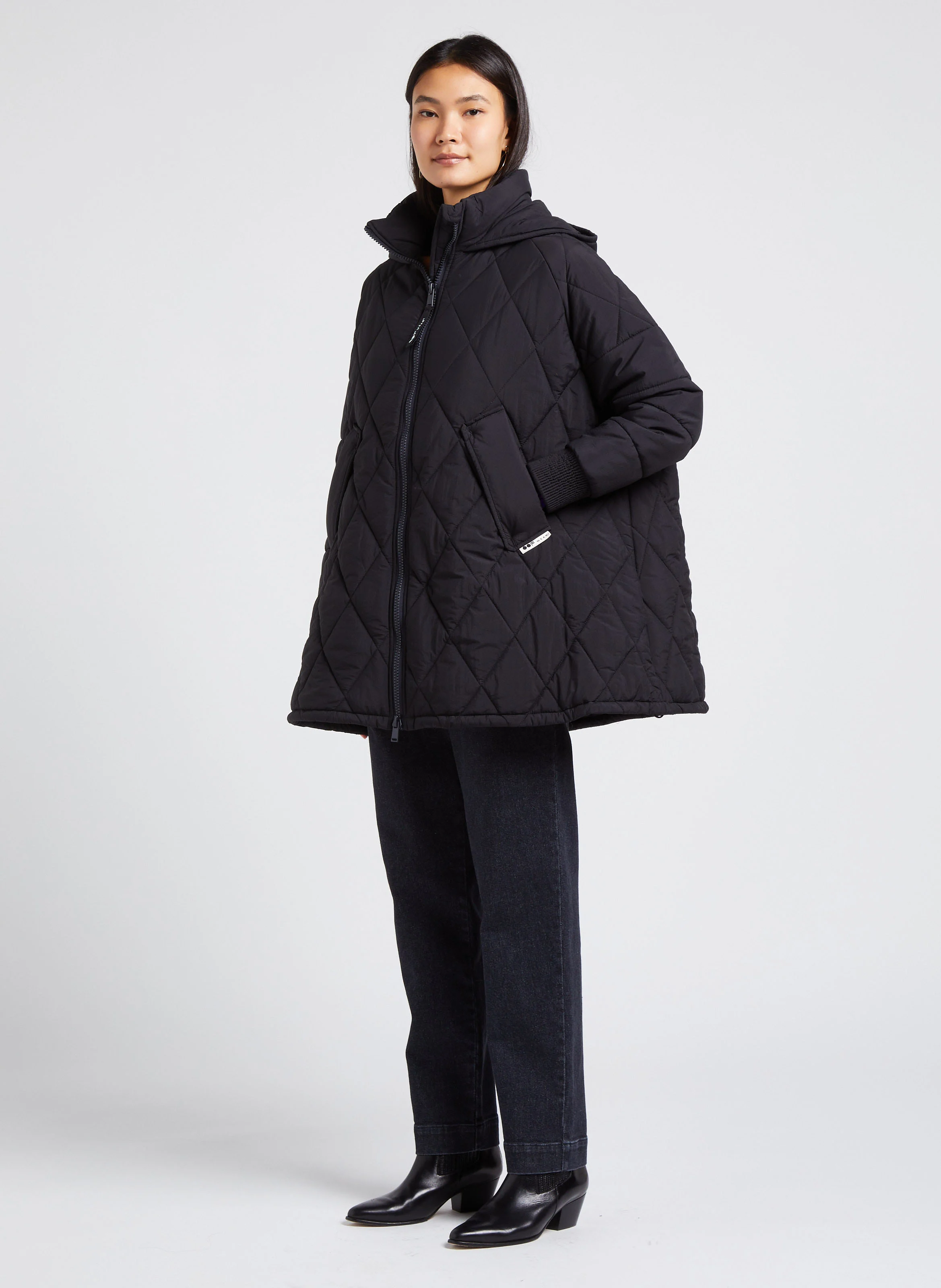 PERSEUS - Jean cropped carotte en coton mélangé | Noir