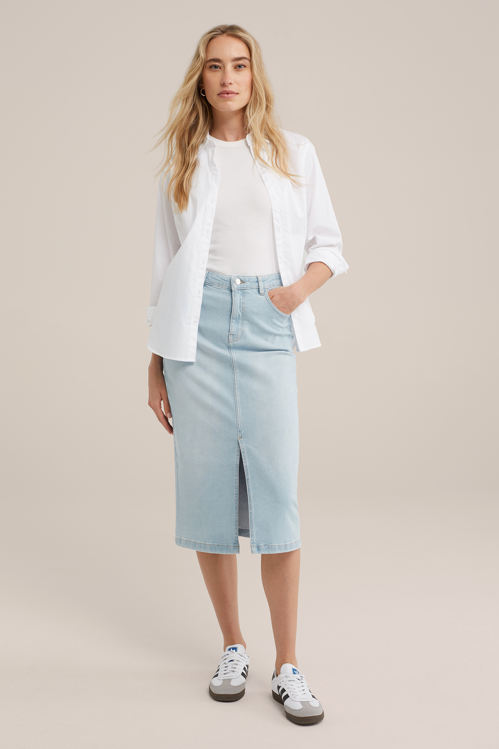 high rise denim rok Blue Ridge Lichtblauw