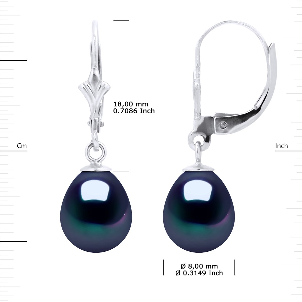 STELLA - Boucles d'Oreilles Perles d'Eau Douce 8-9 mm Blanches Or Blanc