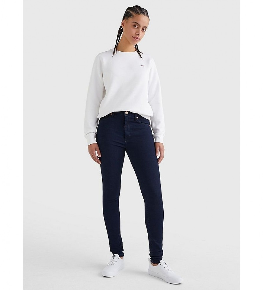 Moletom Tommy Jeans Regular Fleece com Gola Redonda, Branco