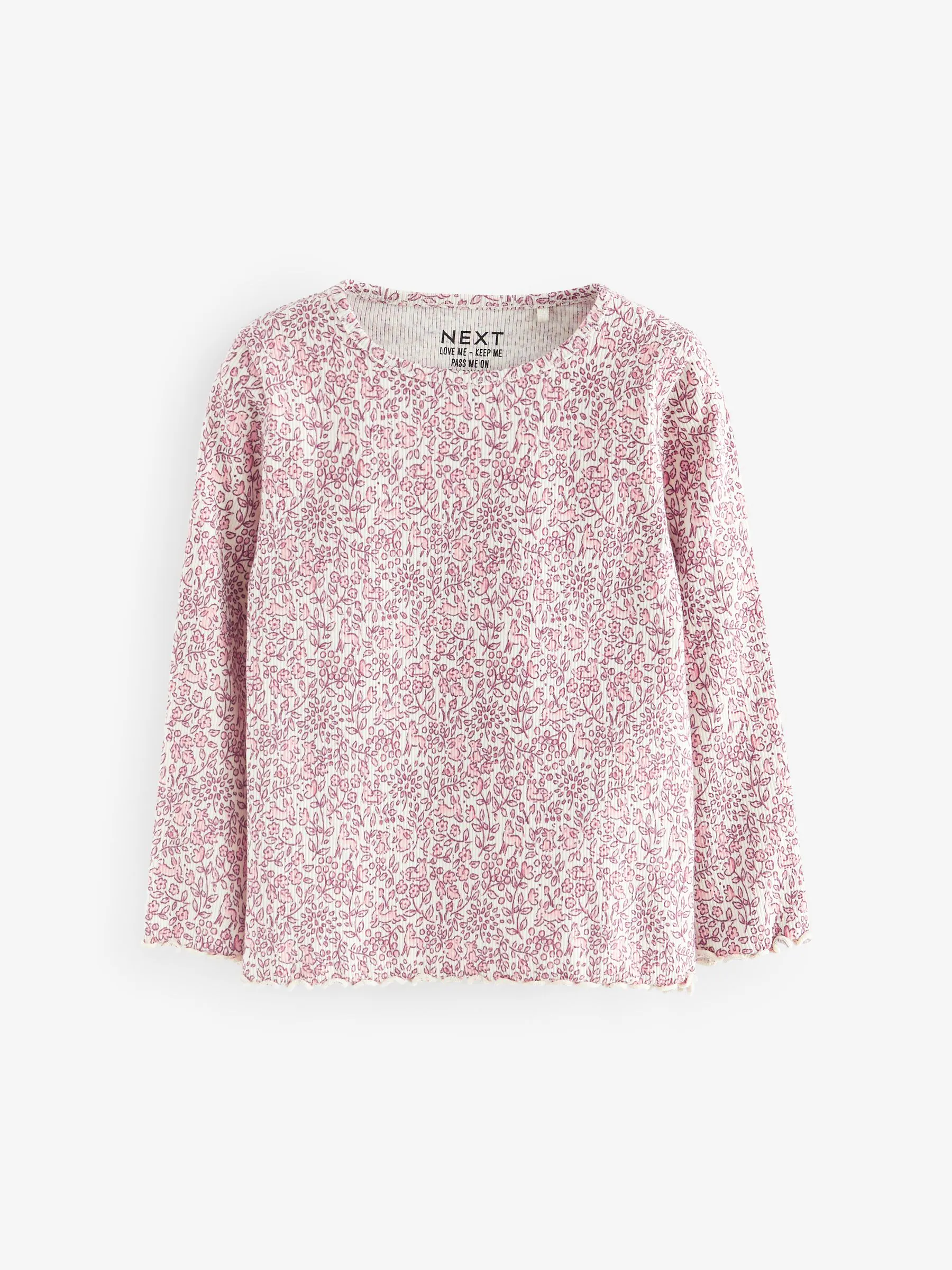 Roze - Verpakking van 5 geribbelde tops met lange mouwen (3mnd -7jaar)