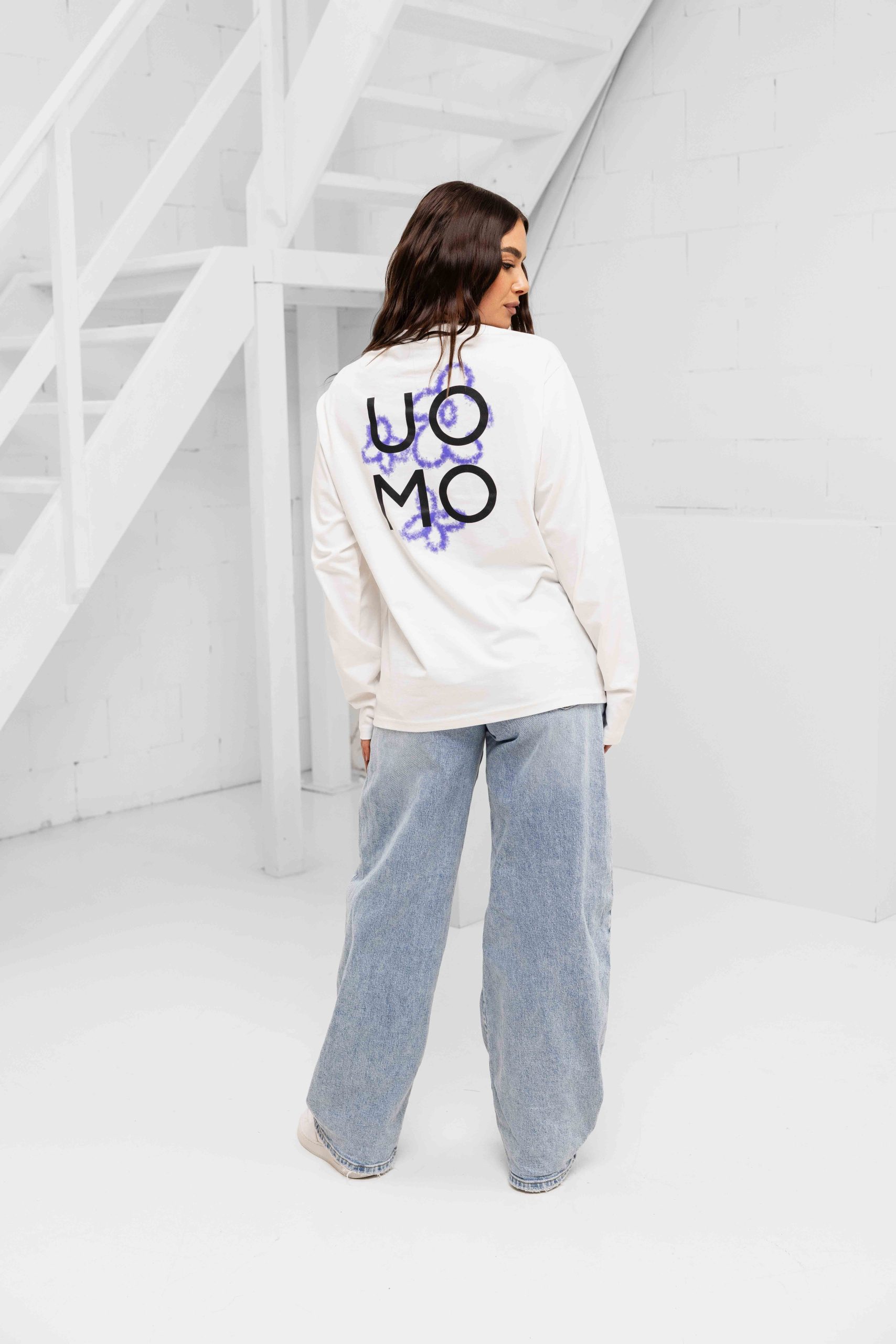 24 Uomo Flora 2.0 Longsleeve Shirt Dames Off-White/Blue