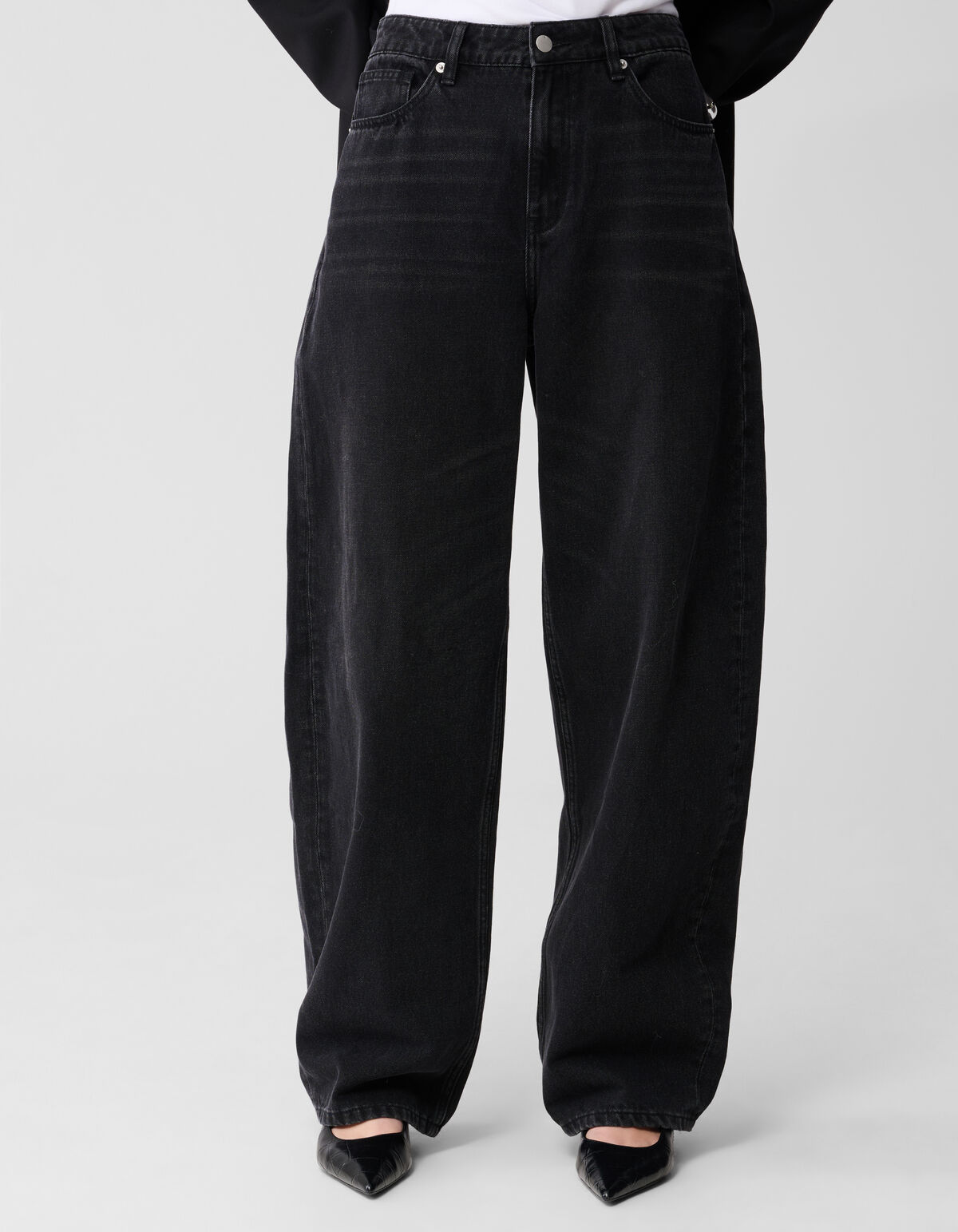 Baggy Fit Jeans Donkergrijs