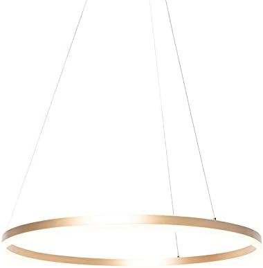 QAZQA - Design Ring Pendelleuchte I Pendellampe I Hängelampe I Pendellampe I Pendelleuchte I Lampe I Leuchte Gold I Messing 80 cm inkl. LED und Dimmer - Anello Dimmer I Dimmbar I Wohnzimmer I Schlafzi