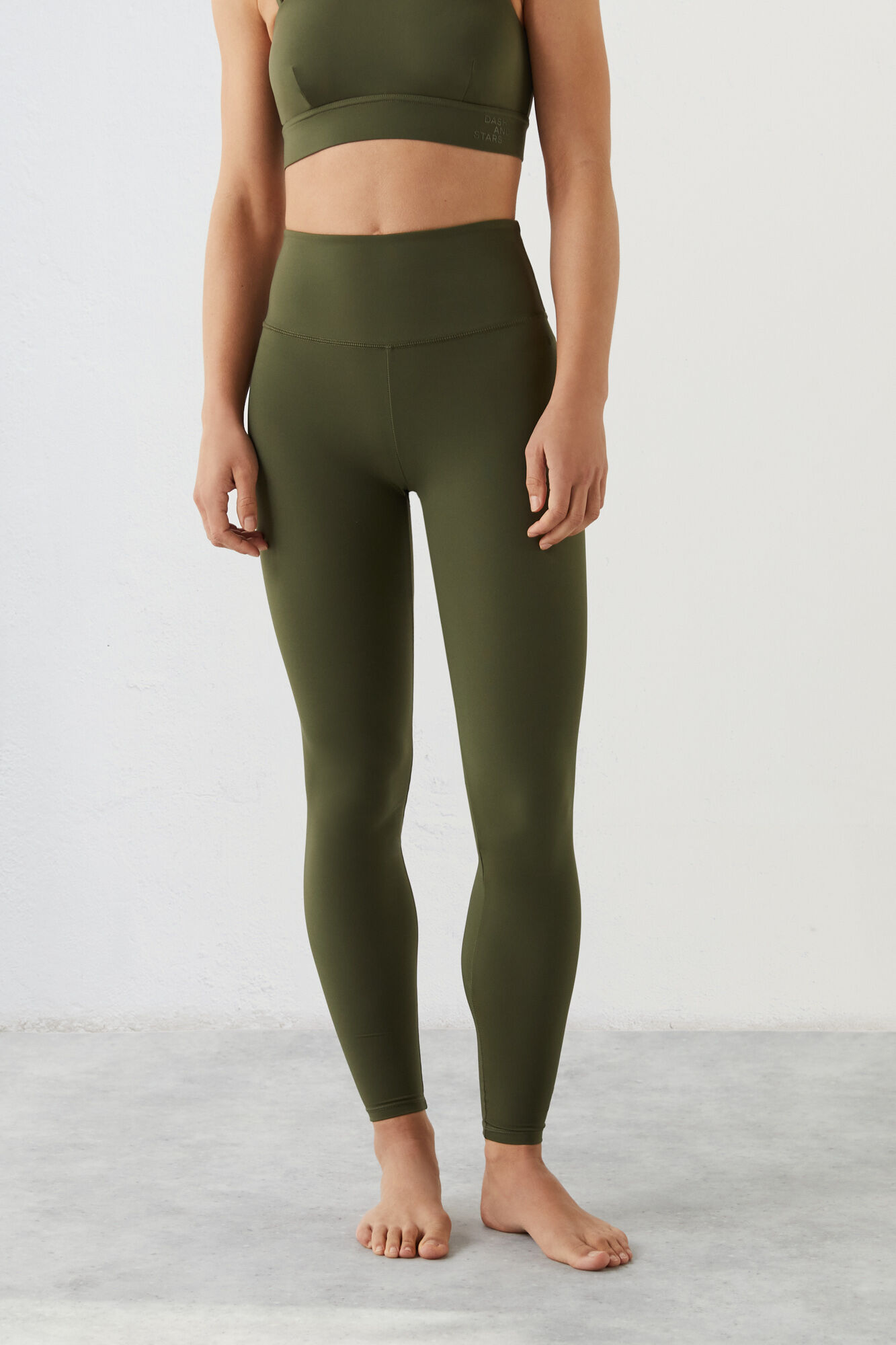 Leggings com toque de colágeno verde - bege