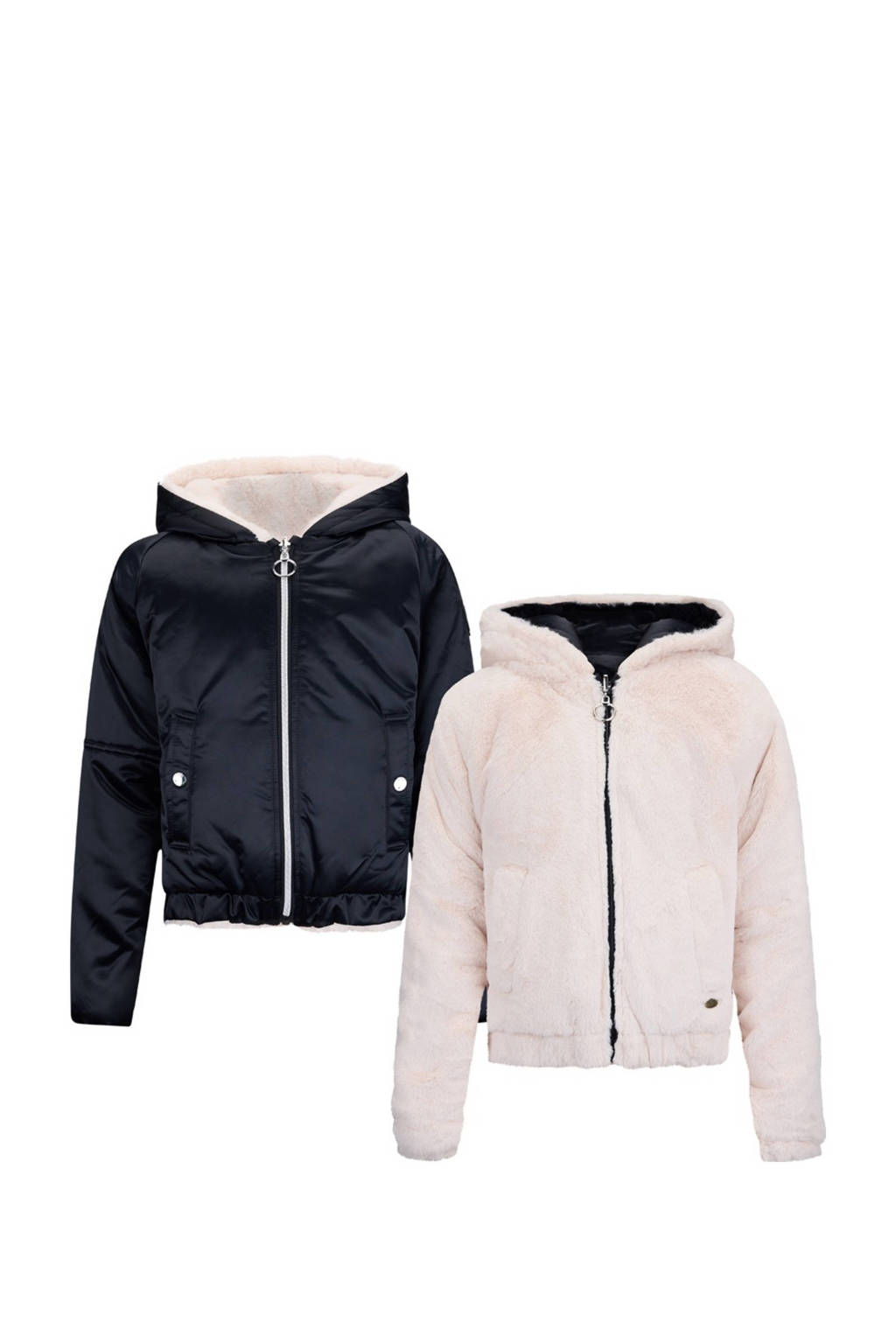 Retour Jeans reversible gewatteerde imitatiebont tussenjas Zoumi zwart/beige