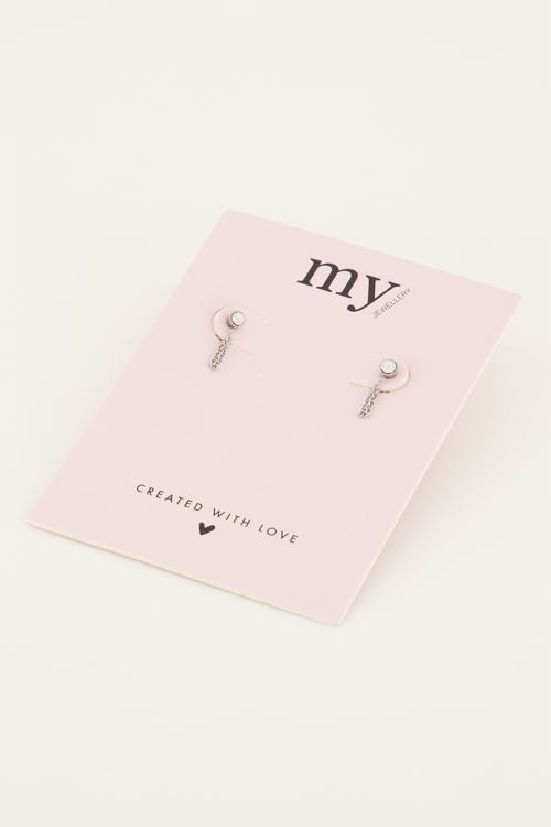 Oorbellen met ketting & steentje