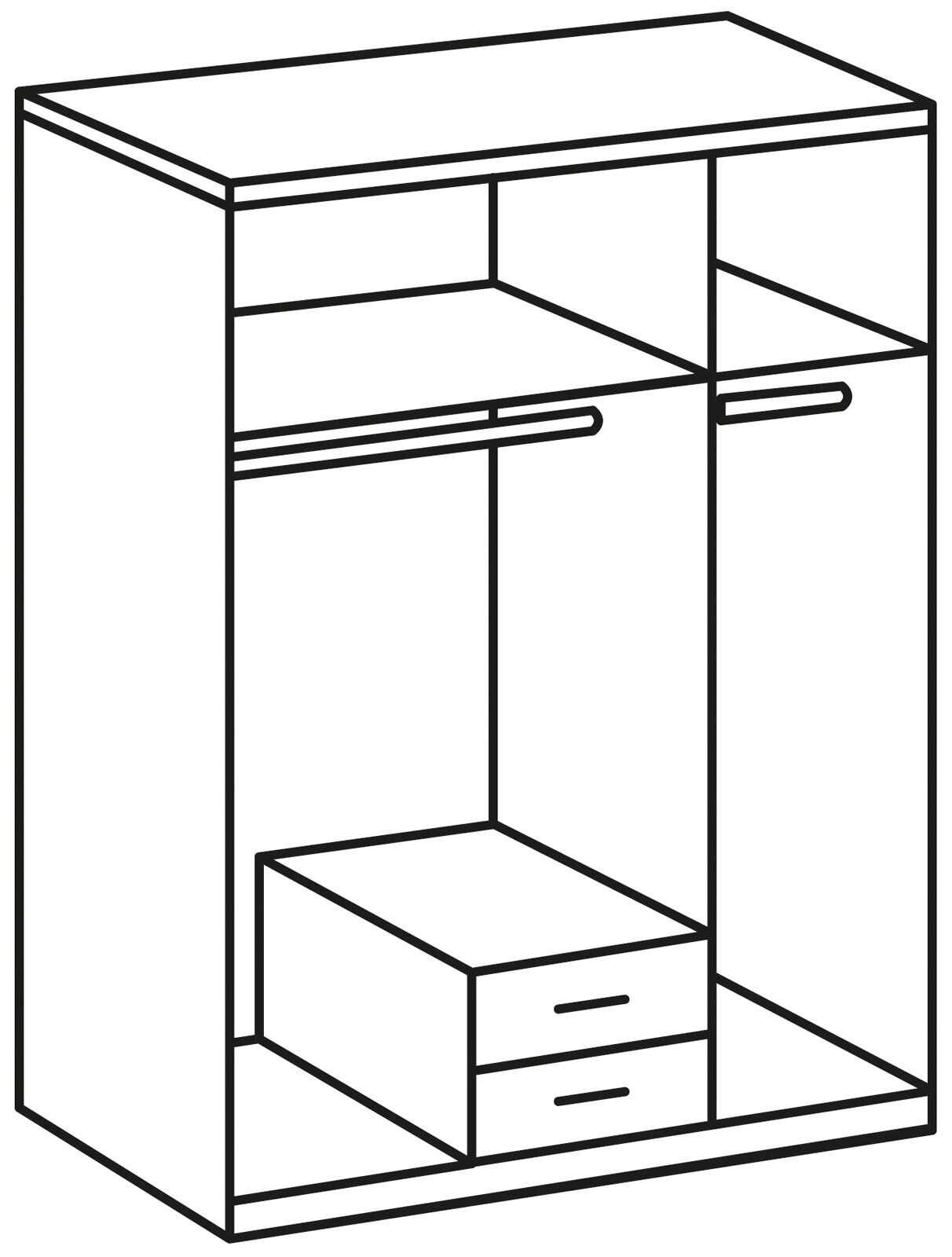Kleiderschrank Cliff Weiß/Beton Nachbildung Lichtgrau ca. 135 x 197 x 58 cm