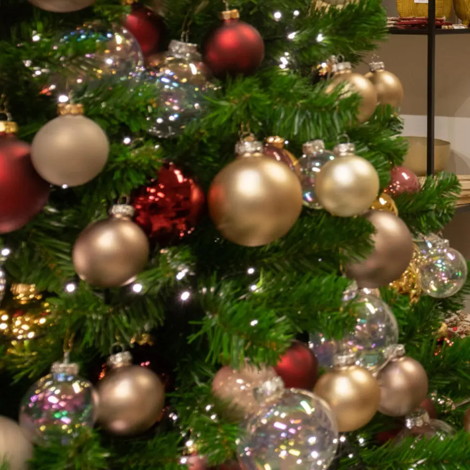Kerstballen glas 15x-transparant parelmoer 4 cm- milieubewust