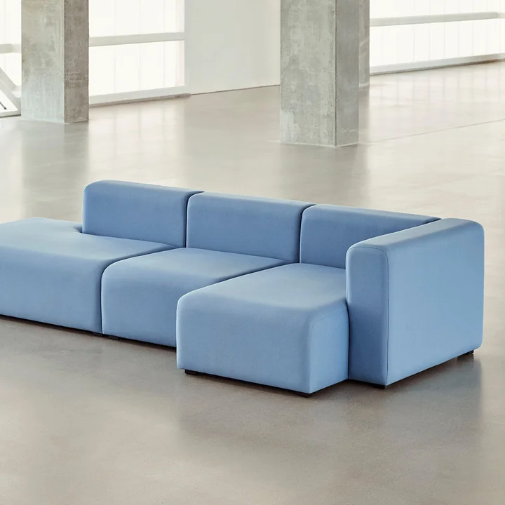 HAY - Mags Sofa 3-Sitzer, Kombination 4 / Armlehne rechts, grau (Hallingdal 130) (EU)