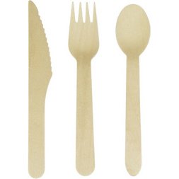 Couverts jetables, en bois, 200 pièces
