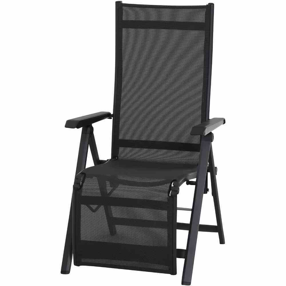 Relax-Gartenstuhl TESORO - matt-anthrazit - schwarz-silber