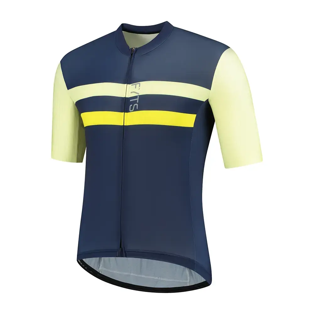 FYTS SNLR Fietsshirt Korte Mouwen Donkerblauw/Geel Heren