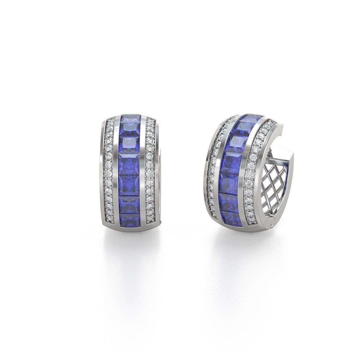 Boucles d'oreilles ADEN Tanzanite Fleur et Diamants sur Argent 925 7.35grs