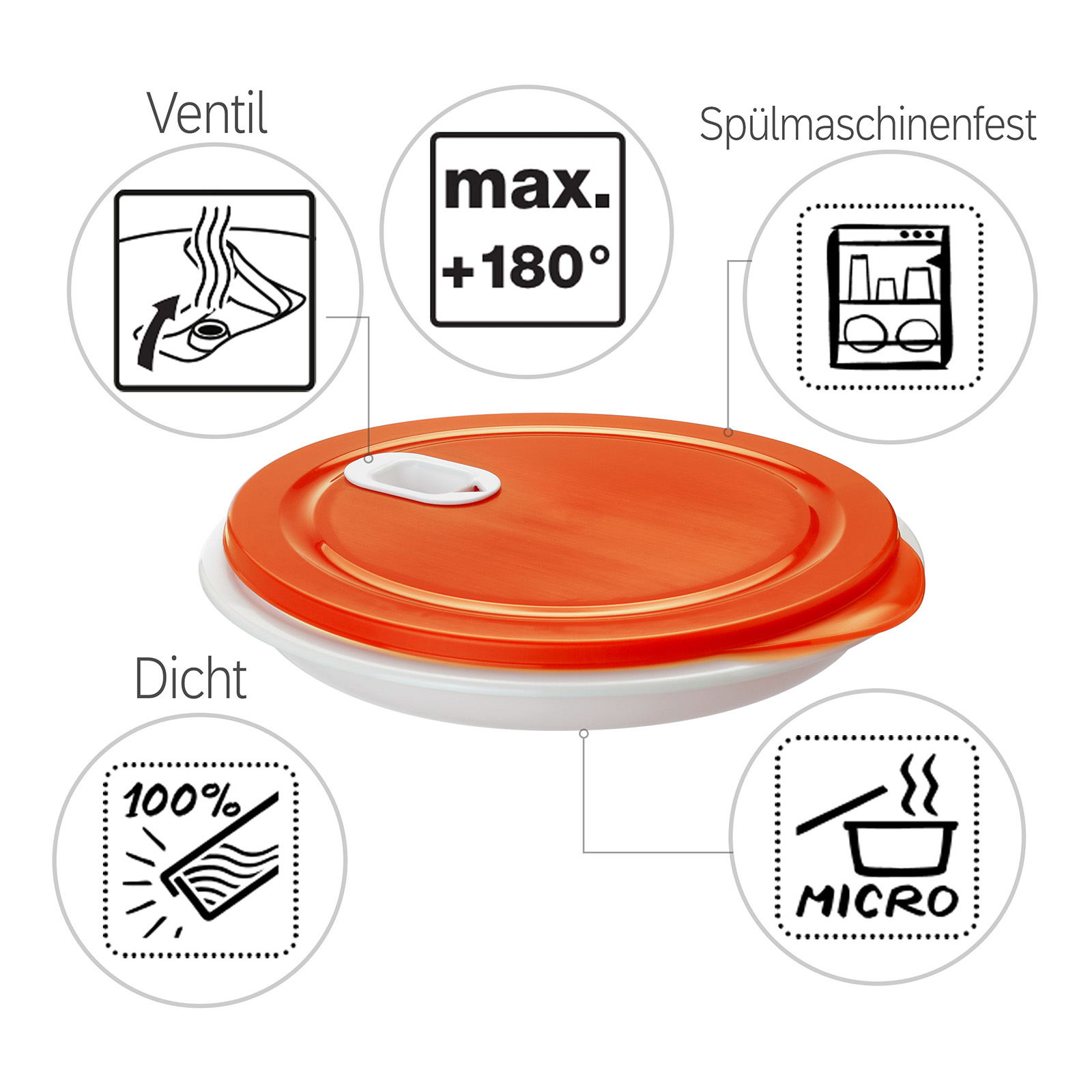 (1.2l) XL CLEVER Mikrowellen Teller Lunch Box mit Unterteilung (1002302792)