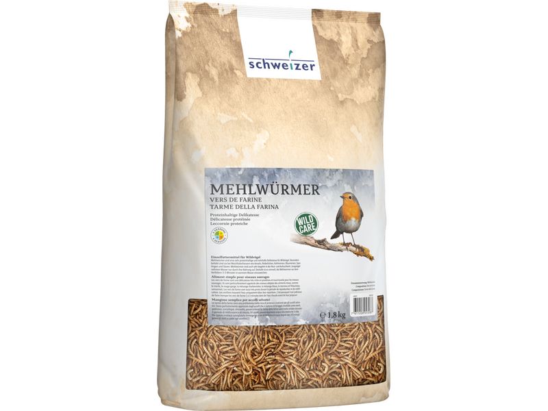 Eric Schweizer Vogelfutter Mehlwürmer, 1.8 kg Proteinhaltige Delikatesse für Wildvögel