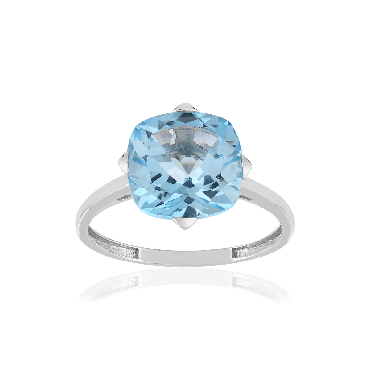 Bague or blanc 750, 1 Topaze bleue 5 carats.