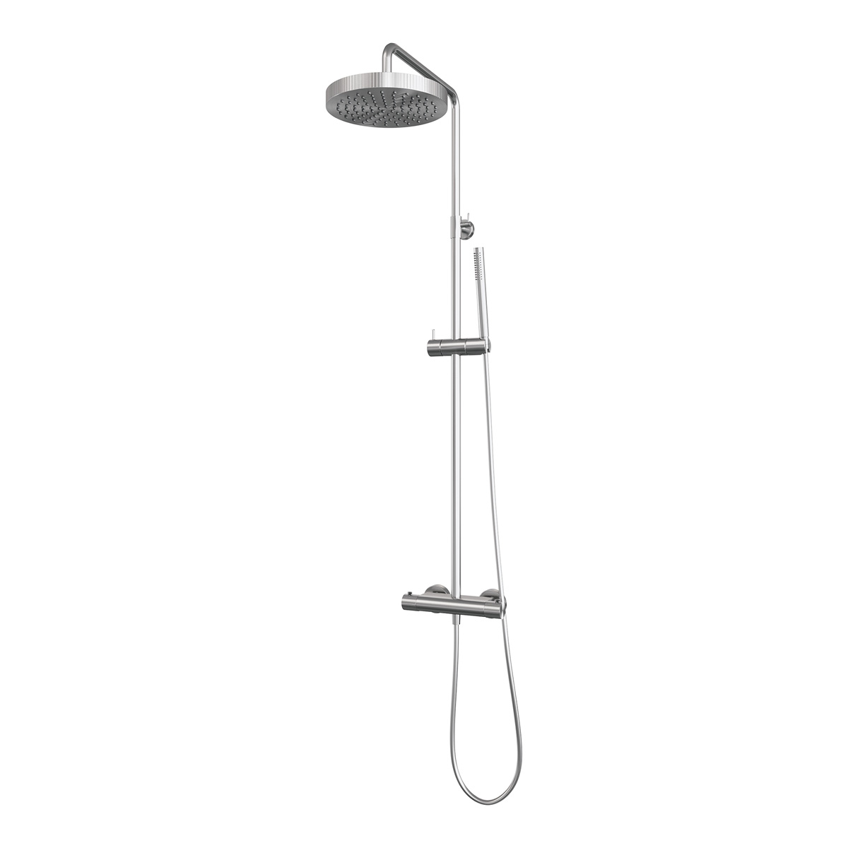 Brauer Stripe opbouw regendouche met 25cm hoofddouche en staafhanddouche RVS geborsteld PVD