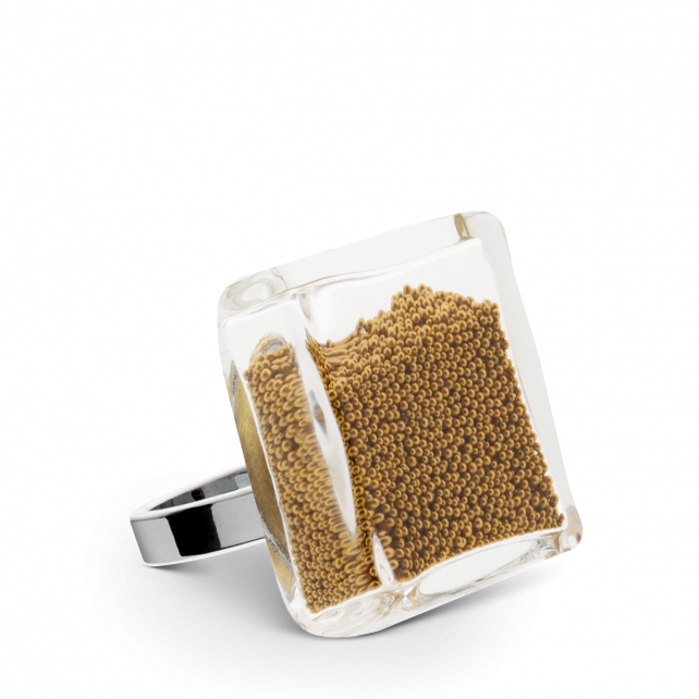 Bague en verre soufflé - Carré Medium Billes
