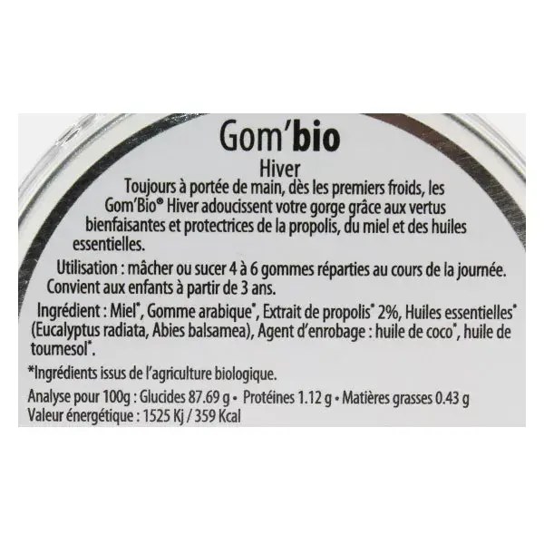 Goma de mascar orgânica de inverno Eolésens 45g