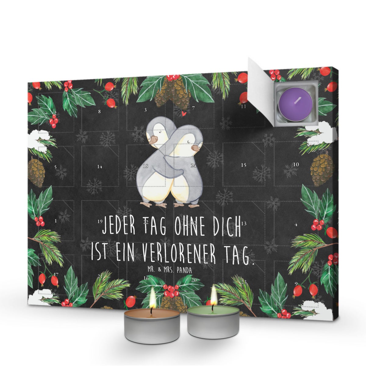 Mr. & Mrs. Panda Geurkaars Adventskalender Pinguïn Knuffelen - Zwart