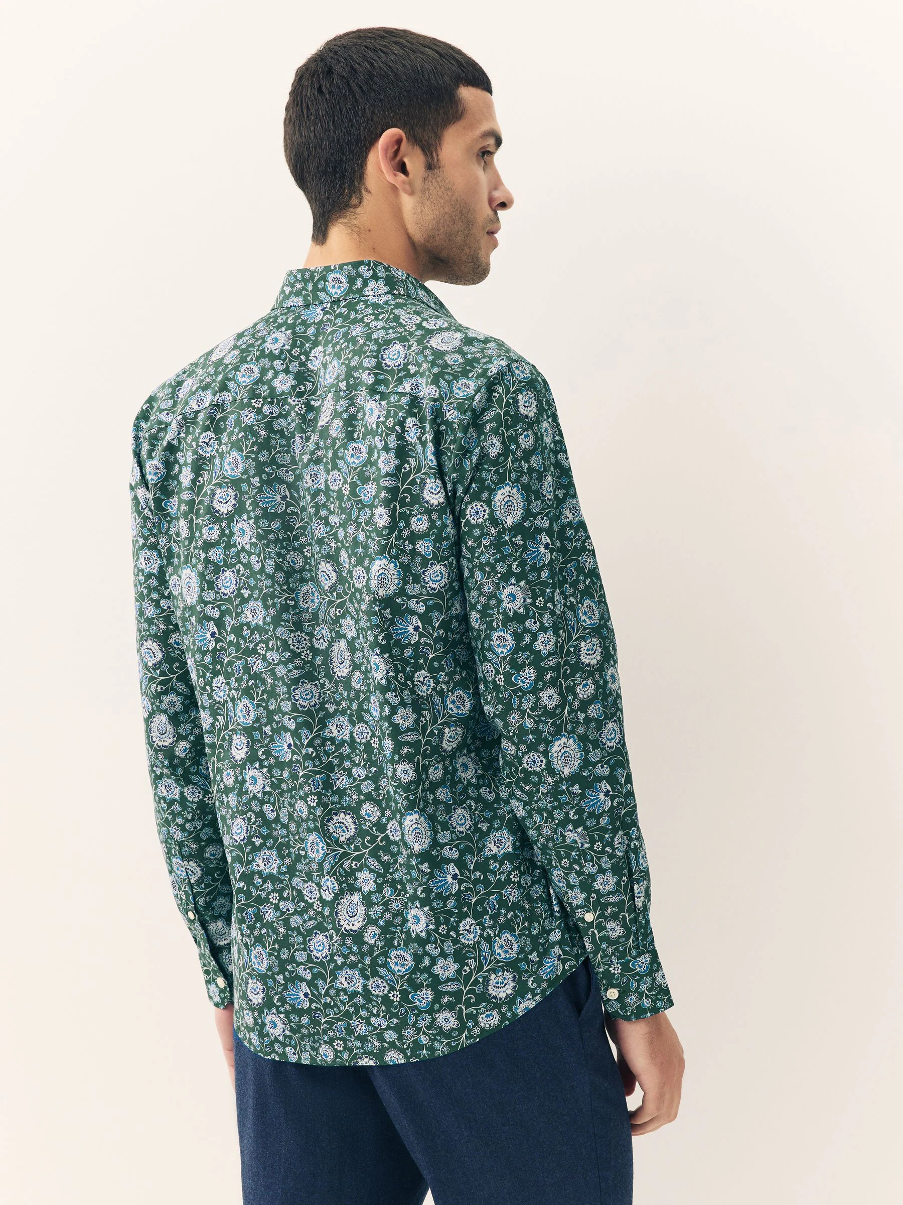 Dark Green Ditsy - Overhemd met lange mouwen en print