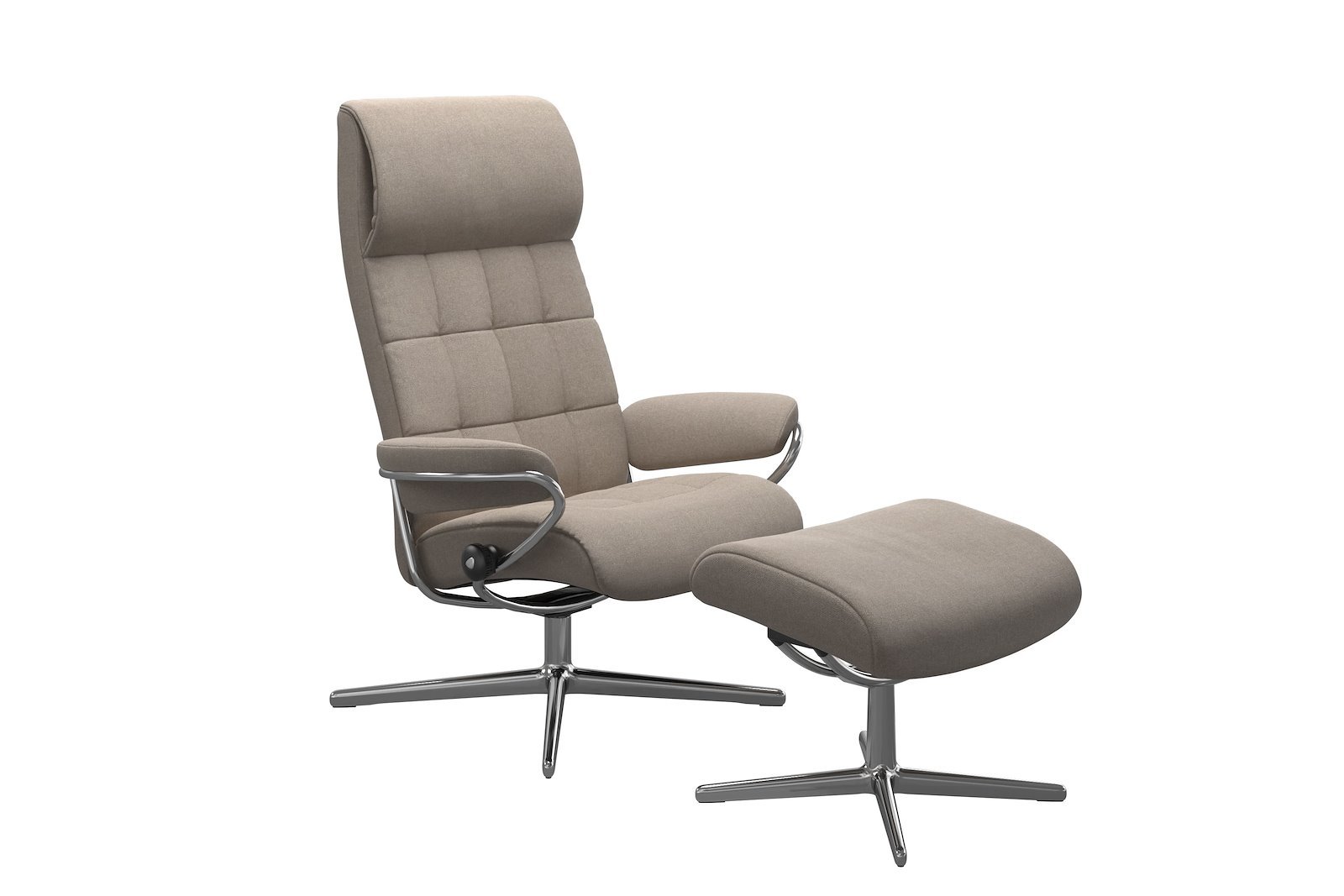 London lenestol m/krakk Tekstil 50981 Tulip light beige og chrome Cross understell. Medium