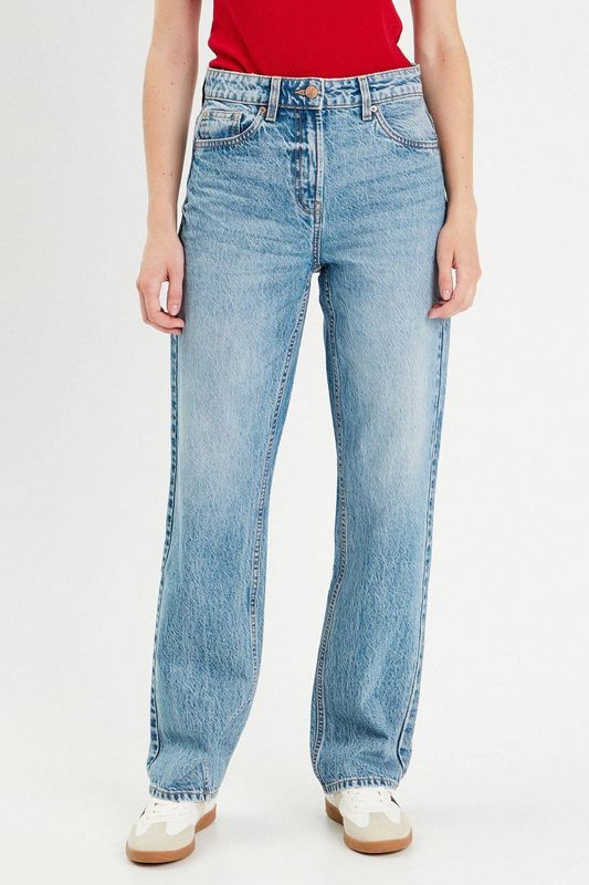 Cache Cache - Straight Leg Jeans - Medium Blue - 5-Pocket Model