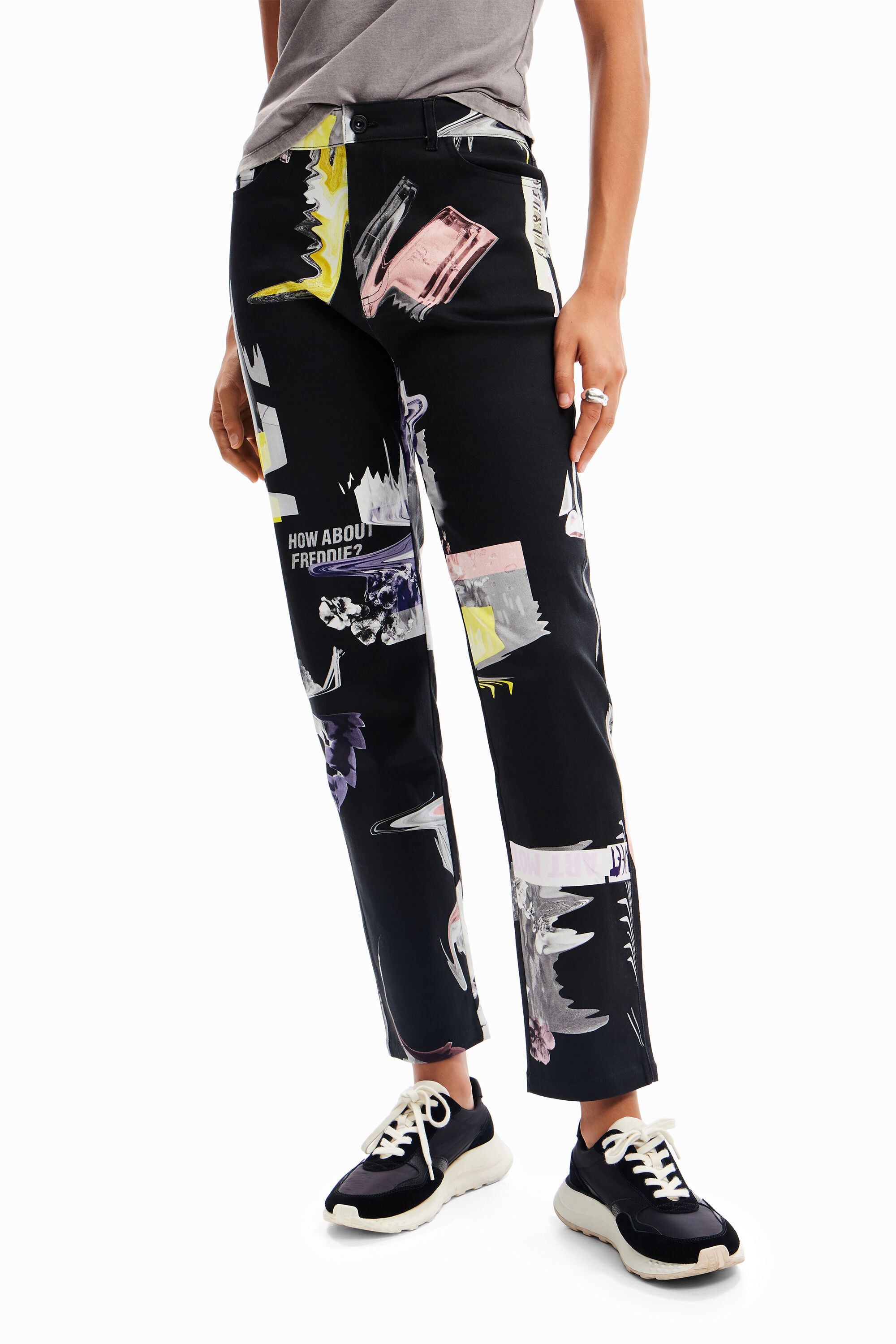 Pantalon droit collage