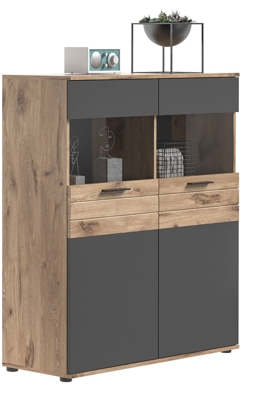 Highboard Mason Grau/Braun 110x122x37 cm