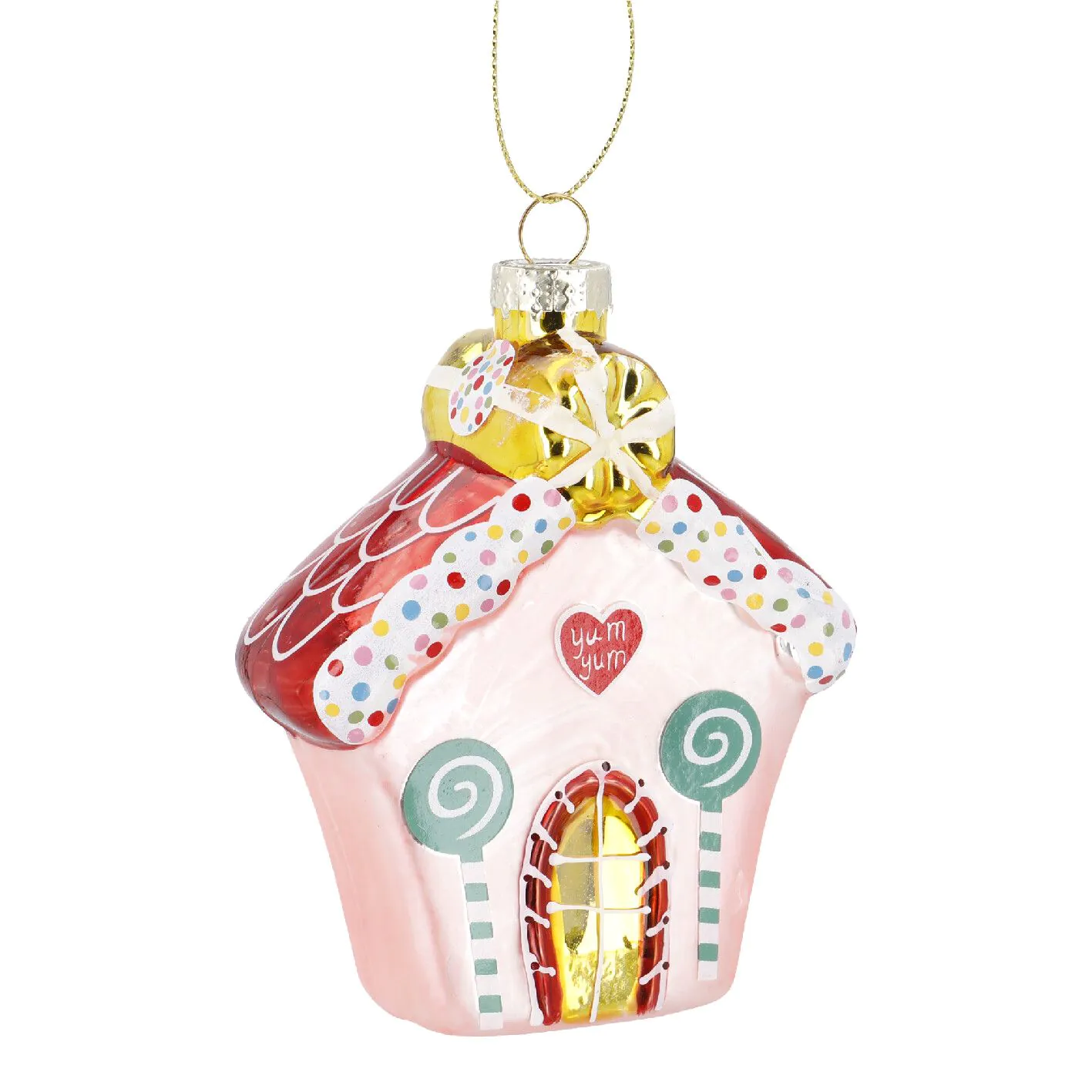 Anhänger Fancy, bunt, Haus/rosa, 10 cm