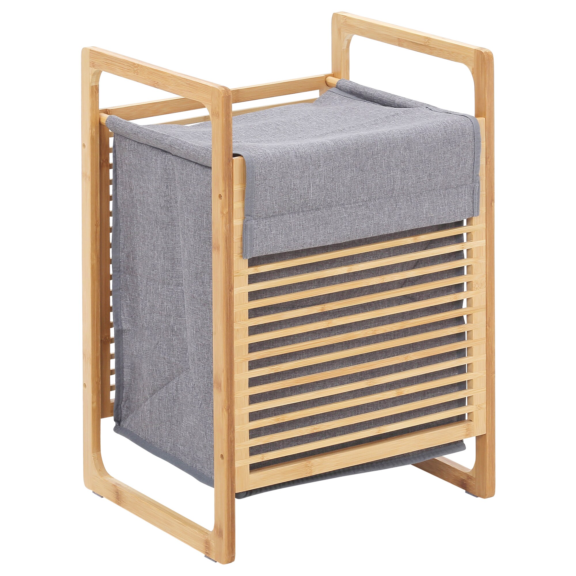 HOMCOM Wäschekorb mit Deckel natur, grau 40B x 35T x 60,5H cm