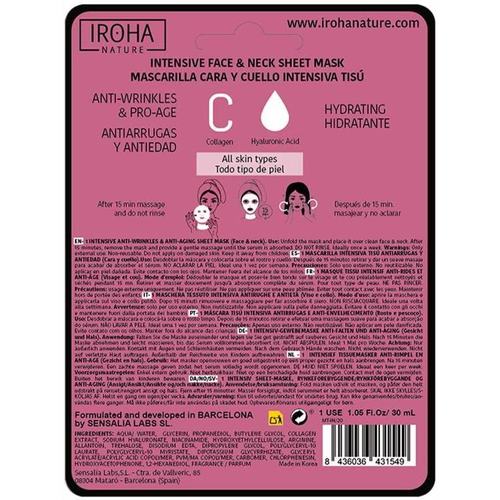 Iroha Nature - 100% Cotton Face & Neck Mask Collagen-antiage