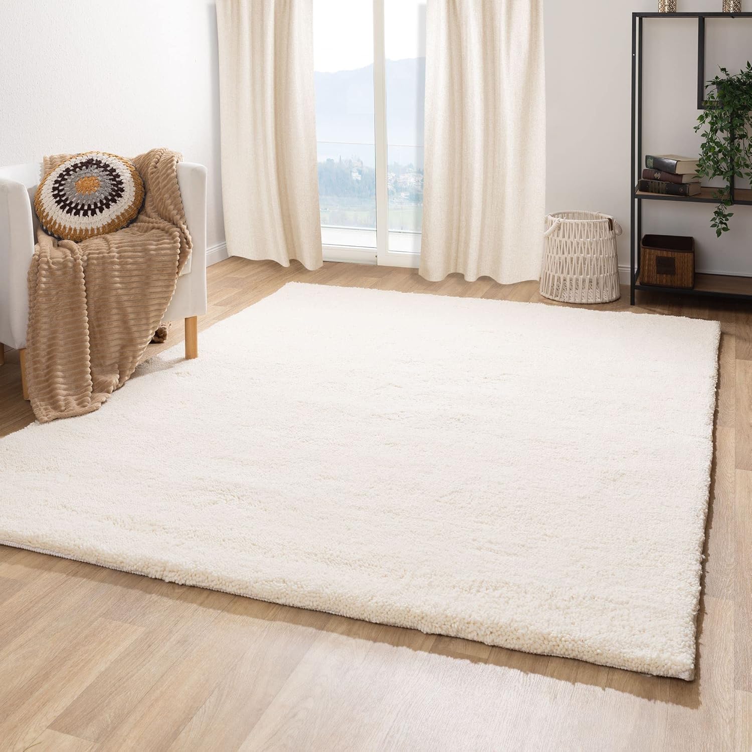 Steffensmeier Berber Teppich Natur aus 100% Schurwolle Rabat 15/15 Simple Wollweiss in 27 Größen, Größe: 200x300 cm