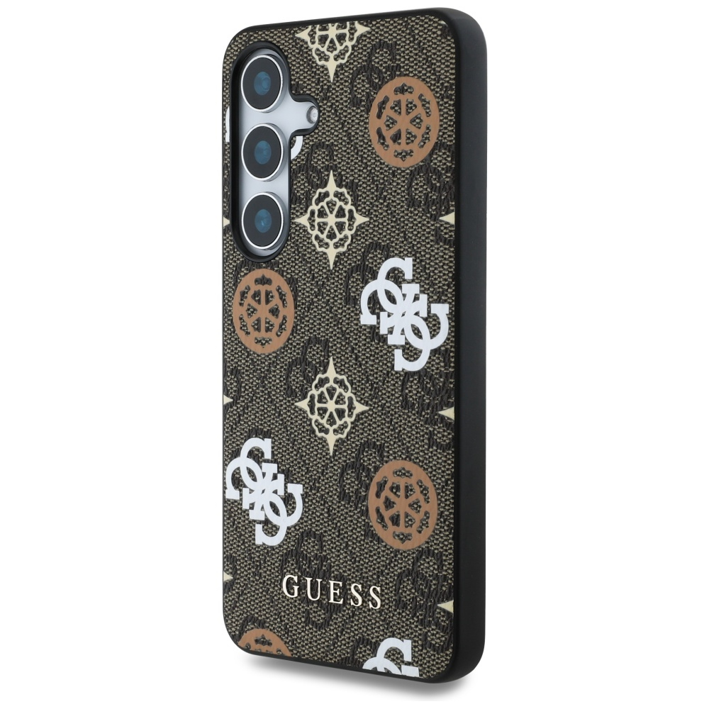 Samsung Galaxy S25 Leder Hardcase Hülle 4G Printed Colored Peony MagSafe-Modul (GUHMS25SP4PWPW) - Braun