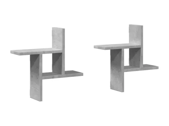 Étagères murales 2 pcs gris béton 38x12x38 cm bois d'ingénierie