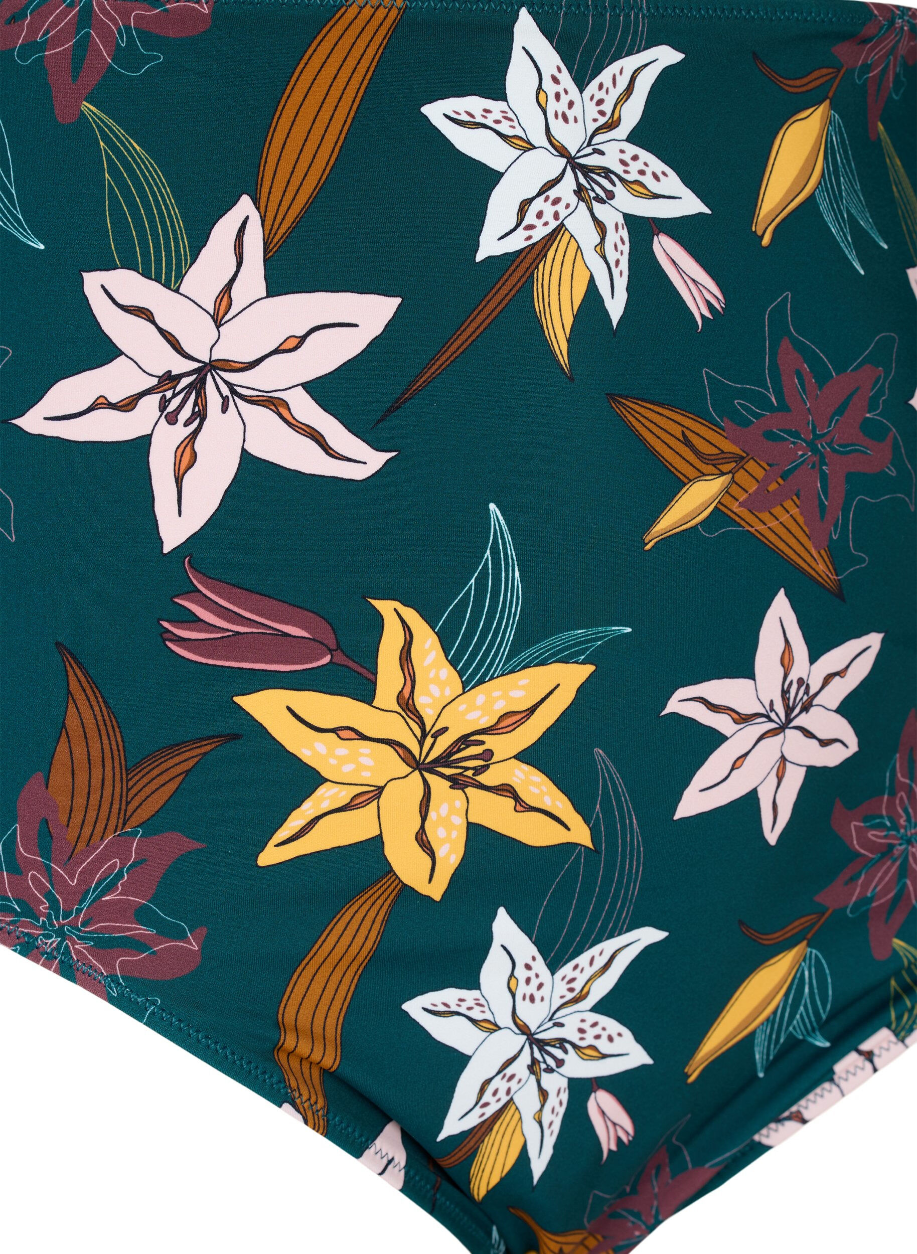 Ekstra højtaljet bikini trusse med blomsterprint