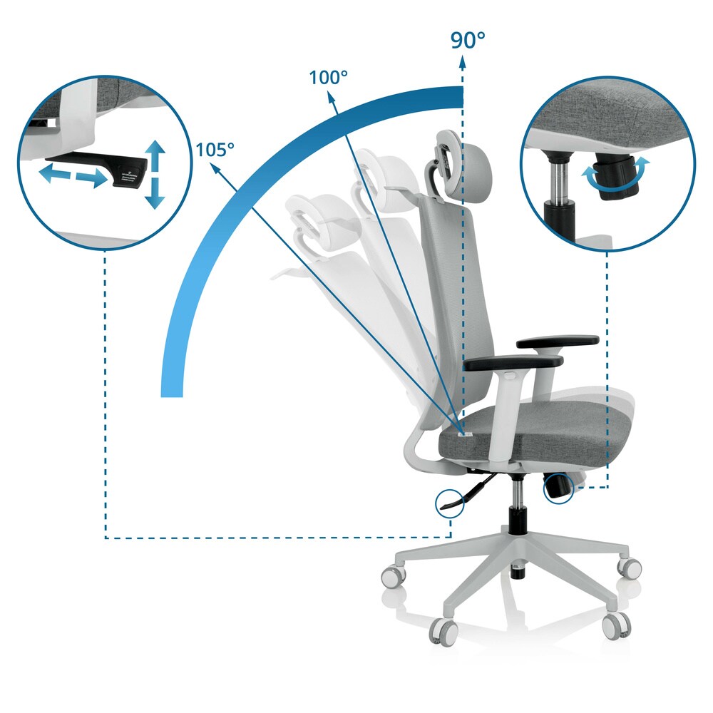 Profi Bürostuhl COMFIO WMH Stoff/Netzstoff mit Armlehnen (höhenverstellbar) hjh OFFICE