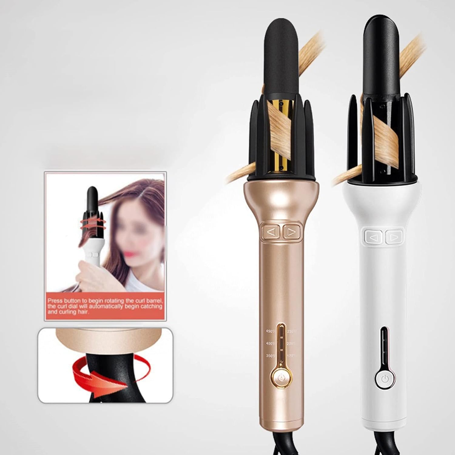 KKMNDE Baguettes de friser Les Cheveux, bigoudi Automatique Coiffure en céramique Rouleau de bigoudi Professionnel bigoudi Rotatif Fer à friser