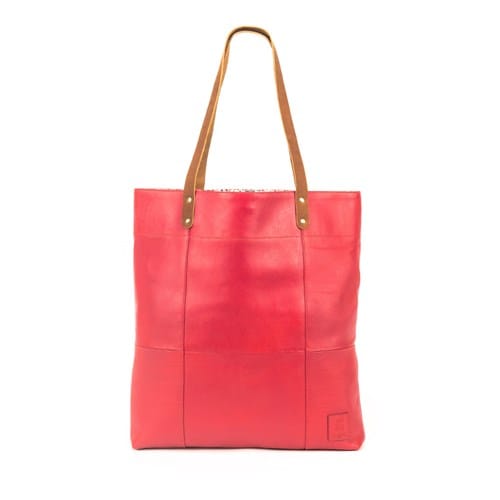 Tote bag cuir  emilie rouge