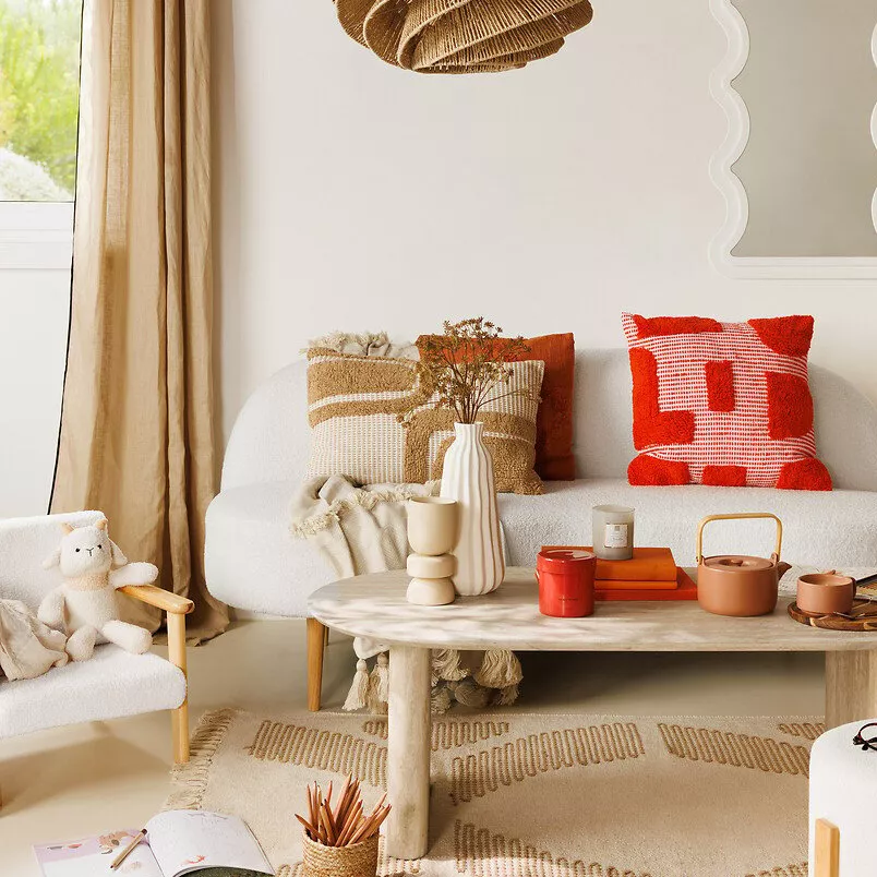 Coussin rectangulaire coton (38 x 58 cm) Poppy Beige