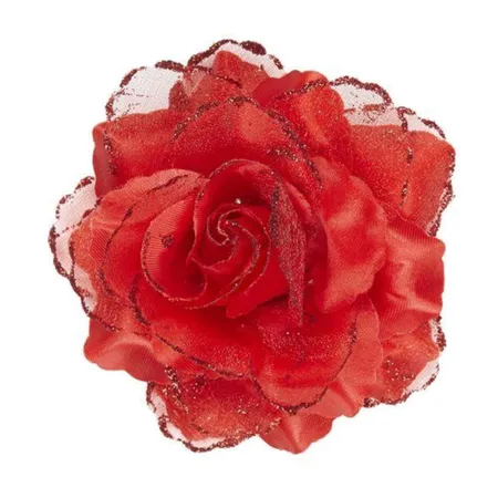 Widmann Hairclip Rose mit Glitzer rot
