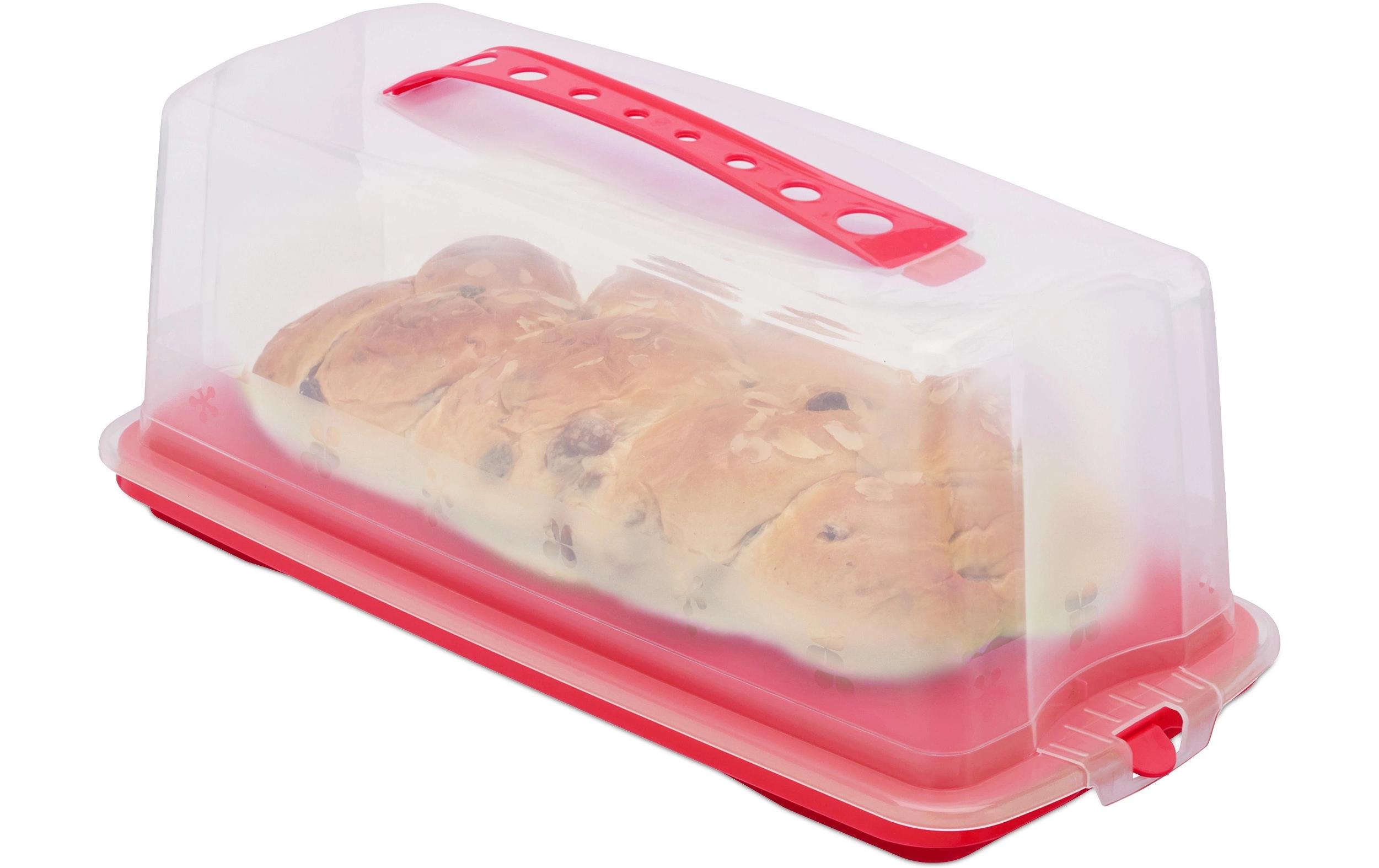 Cakebutler Rot/TransparentKuchenträger mit abnehmbarer Haube