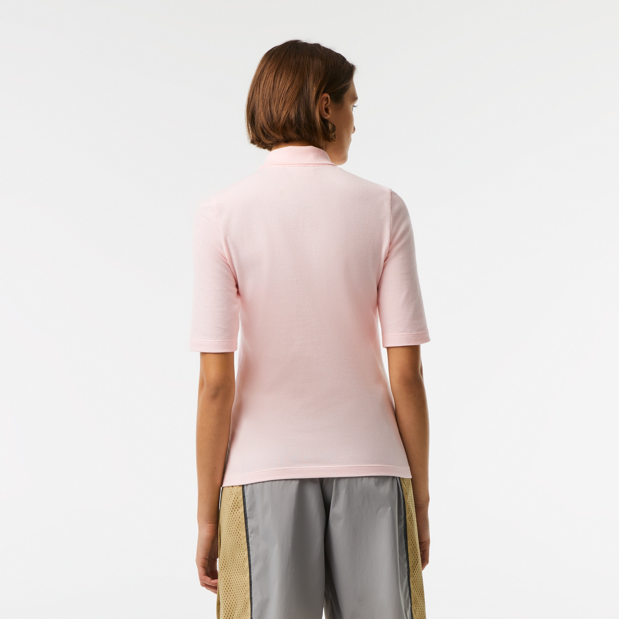 Polo Lacoste slim fit à manches trois-quarts en coton souple Manches Courtes - Rose - Lacoste - Femme
