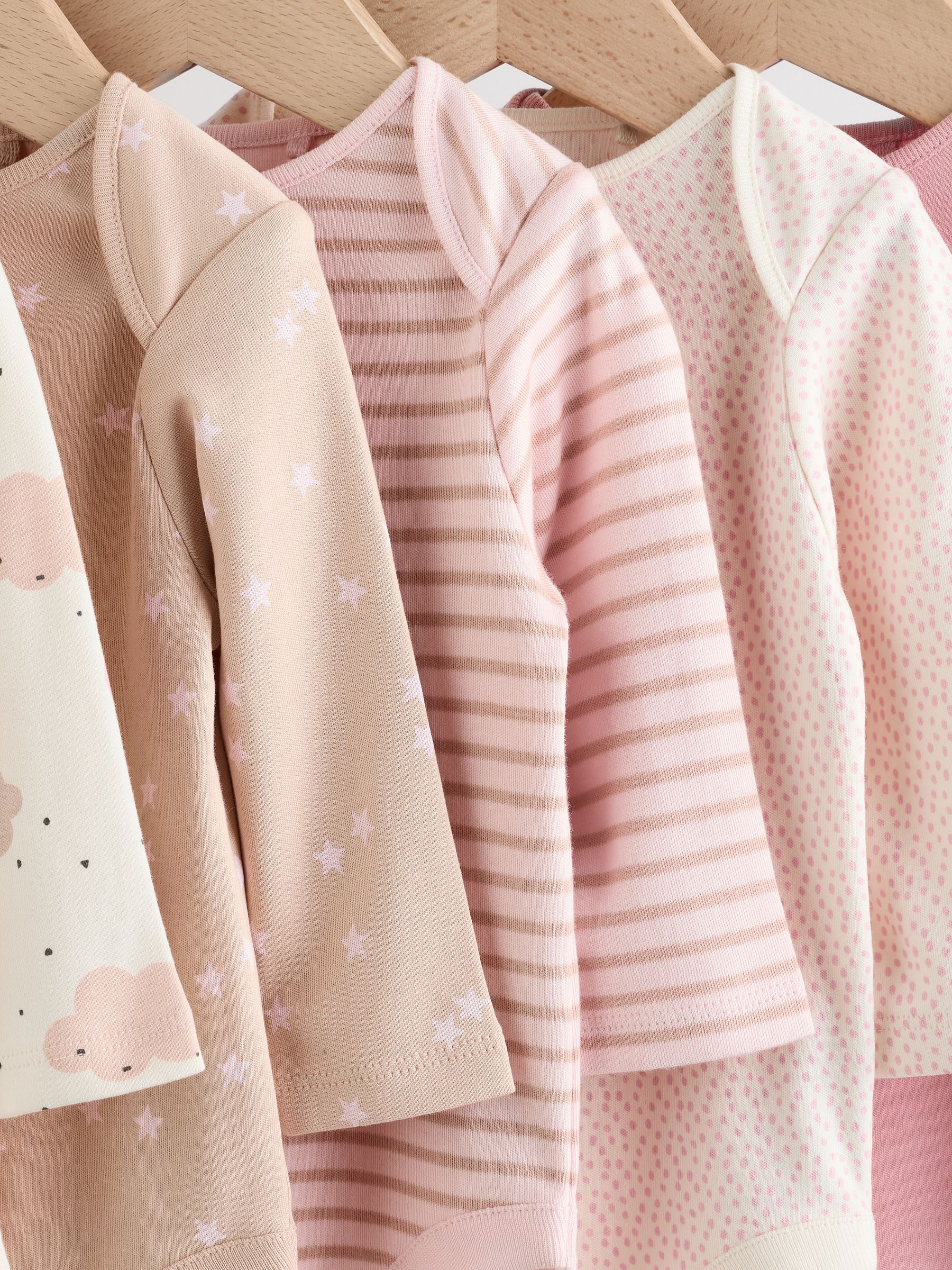 Roze - Set van 5 rompers met lange mouwen