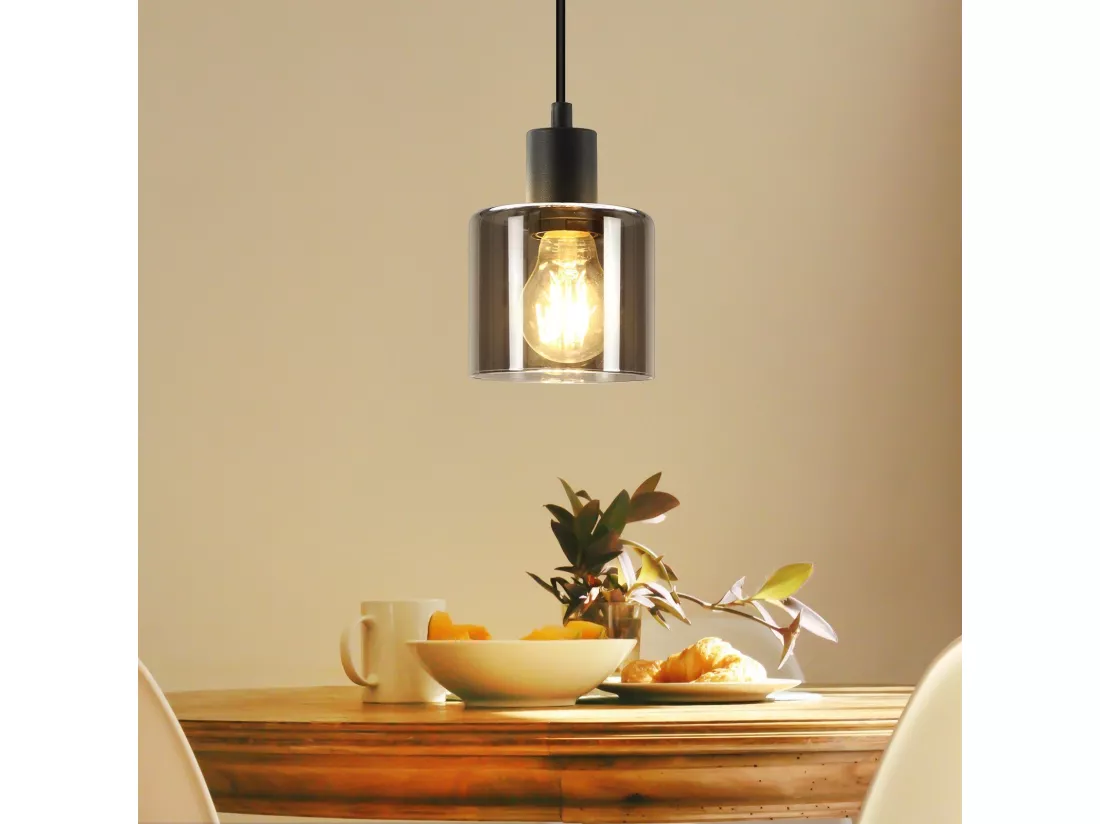 NETTLIFE Suspension fer Diam.11cm E27 Max.40w Noir Vintage 1 Ampoule Lampe de Salle à Manger Lampe à Suspension Industrielle Rétro pour Salon Hôtel