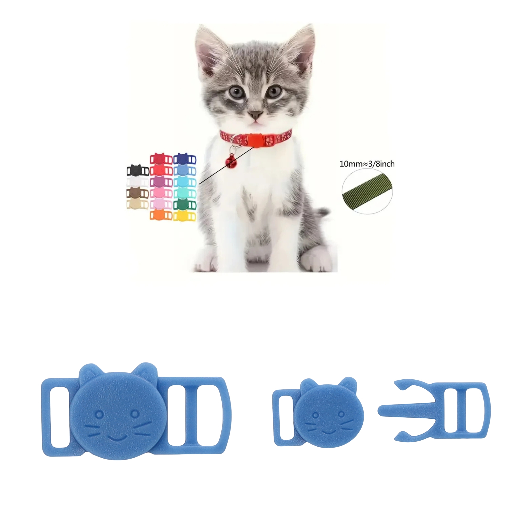(30x15mm) Ersatz Steck Schnalle Schnellverschluss Clip für Katzen Halsband - Blau